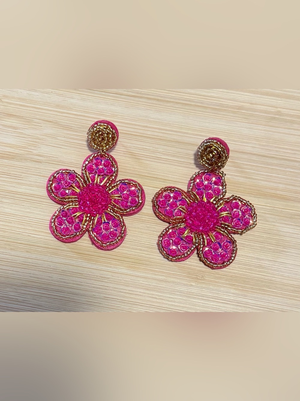 Beaded Floral Post Back Earrings